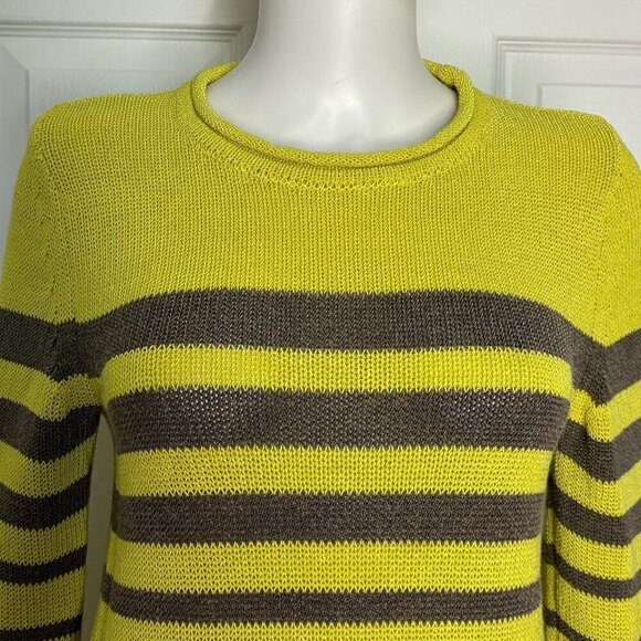 Saint James Sweaters - SAINT JAMES women's sweater small Chartreuse Green + Brown